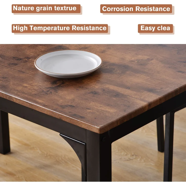 Sitzgruppe Essgruppe Esszimmergruppe L70 cm x B70 cm x H75 cm Esstisch mit 2 Stühlen Balkon Esszimmer Wohnzimmer Vintagebraun MDF PVC Metallrahmen – Bild 5