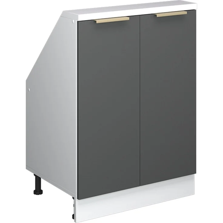 Küchenschrank für Dachschrägen R-Line Anthrazit-Gold/Weiß 60 cm mit 2 Türen Vicco – Bild 1