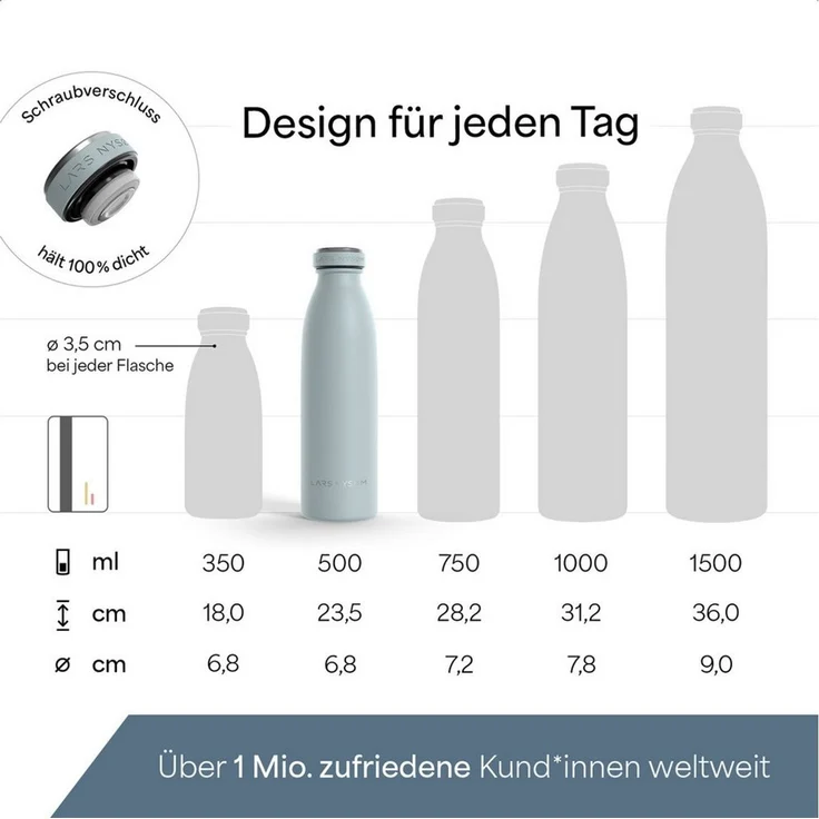 LARS NYSØM Thermoflasche Ren, Isolierflasche mit Vakuum Isolierung: 12h heiß / 24h kühl – Bild 4