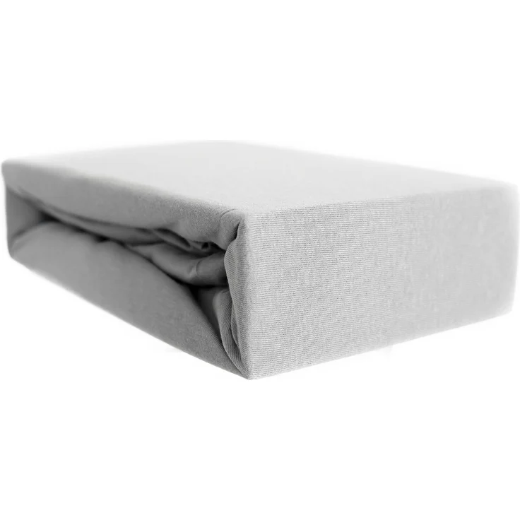 Jersey Spannbettlaken 100% Baumwolle 200-200x220 cm + 40 cm Rundumgummizug Grau – Bild 1
