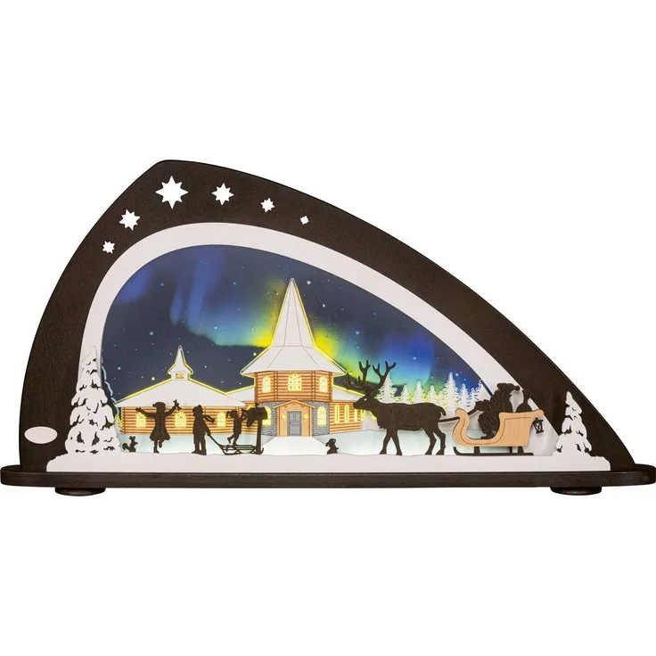 Weigla LED Schwibbogen Weihnachten Polarlicht, Lichterbogen aus Holz & Acryl, Made in Germany (1-tlg), Erzgebirge garantiert, Weihnachtsdeko Innen, Weihnachtsbeleuchtung