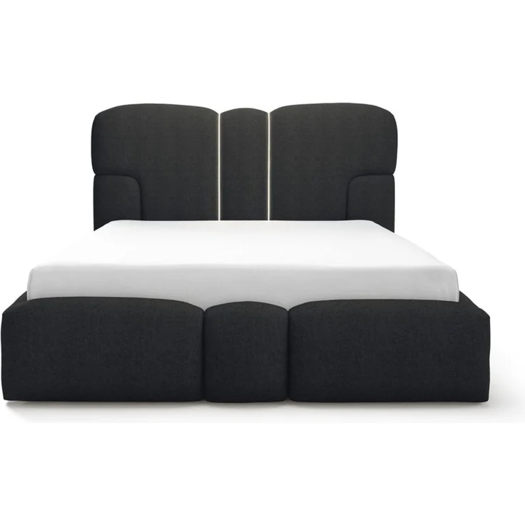 Polsterbett Schlafzimmerbett JORDAN 140x200cm Komplettset in Stoff Doha Schwarz – Bild 5