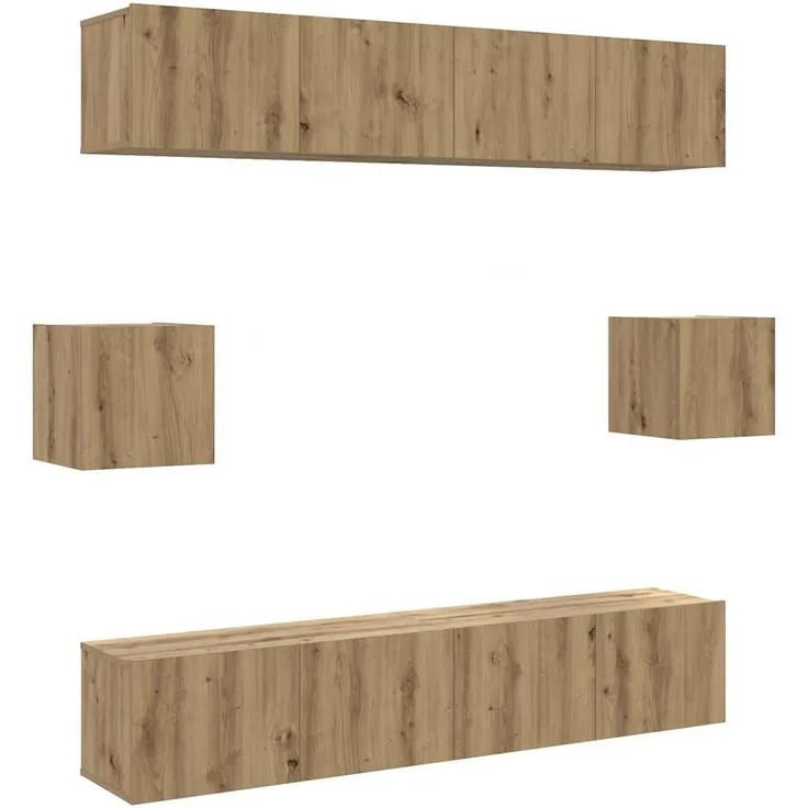 vidaXL 6-tlg. TV-Schrank-Set Wandmontage Artisan-Eiche Holzwerkstoff 3328990