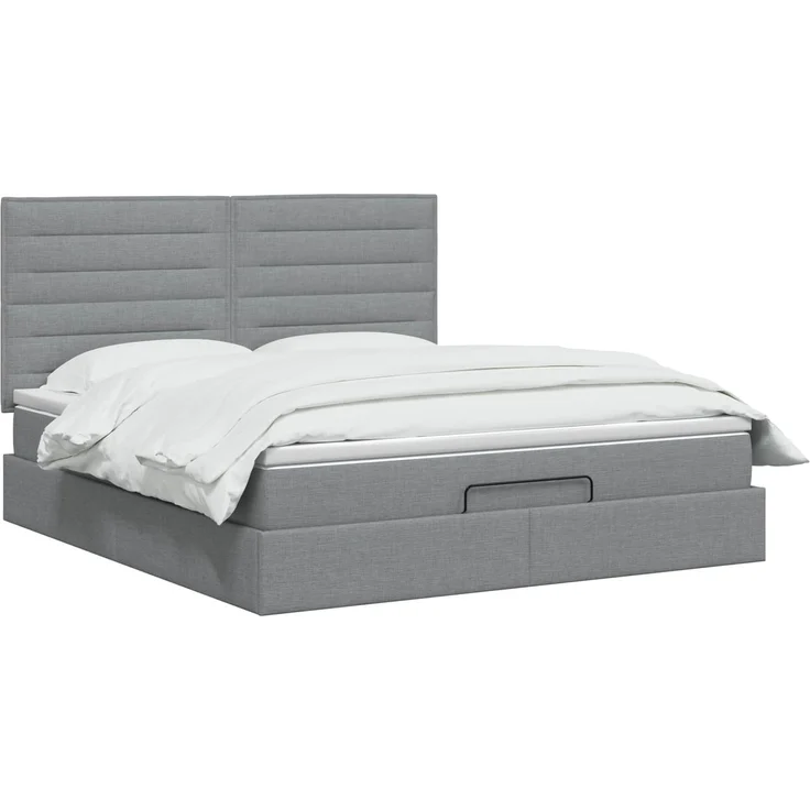 vidaXL Ottoman-Bett mit Matratze und LED Hellgrau 180 x 200 cm Stoff 3458007 – Bild 3