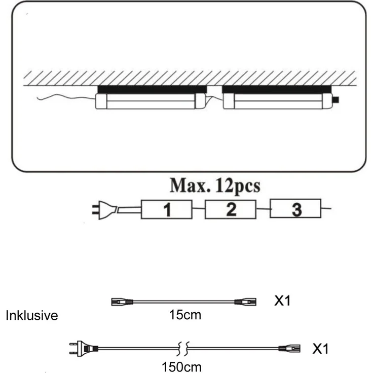 2er SET LED Unterbauleuchten mit Schalter & 230V Direktanschluss, Länge 51cm – Bild 7