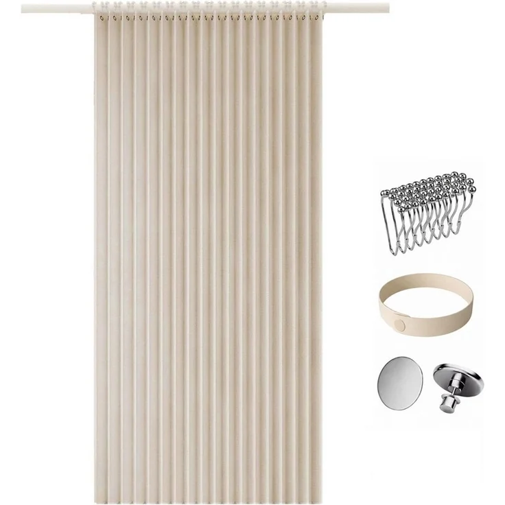 Zyronn Duschvorhang Magnet Duschvorhang Leinenoptik – Wasserabweisend, Faltbar Breite 200 cm (1-tlg), Raumteiler für Badezimmer, Dusche & Schlafzimmer – Bild 1