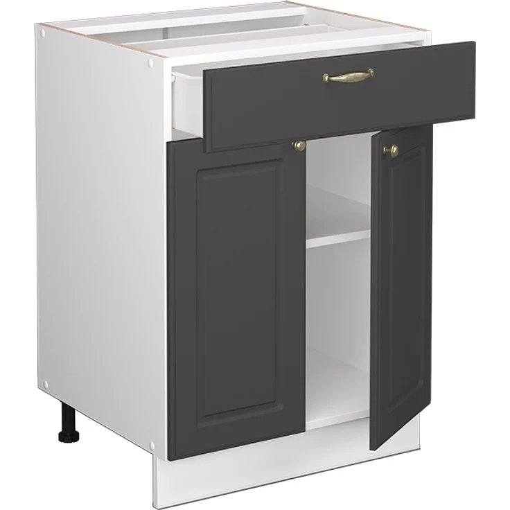 Küchenunterschrank Fame-Line Anthrazit-Gold 60 cm mit Schublade, ohne Arbeitsplatte Vicco – Bild 4