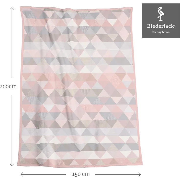 Wohndecke Rauten Pastell, rosa Kuscheldecke in 150x200 cm, Biederlack, Decke aus Baumwollmischgewebe, Made in Germany – Bild 2