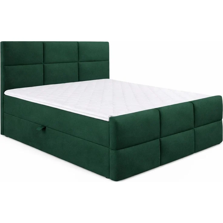 KRISAN MÖBEL Kontinentalbett BELLA 120 x 200 x 108 cm in Gruen Stoff MANILA mit Bettkasten und Topper inklusiv Grün – Bild 1