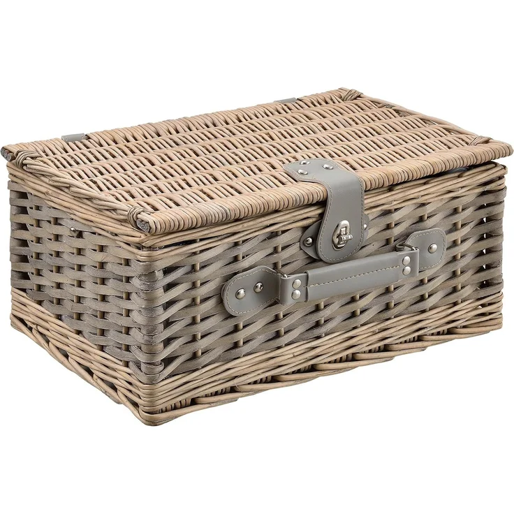 Picknickkorb mit Besteck-Set für 4 Personen Blau/Weiß casa. pro – Bild 2
