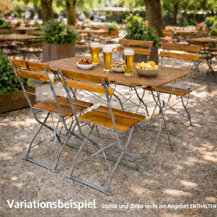 Biergarten Tisch Klapptisch Gartentisch Esstisch Akazie Stahl 120x70cm – Bild 2