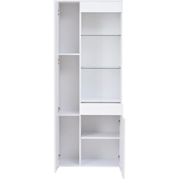 70*35*180cm Vitrine mit Schubladen, Vitrine Hochglanz, Glasvitrine mit LED-Beleuchtung,Hochschrank, Highboard Mit Schrank , Standvitrine,Trennwandlagerung, empfohlene Tragkraft 45kg – Bild 9