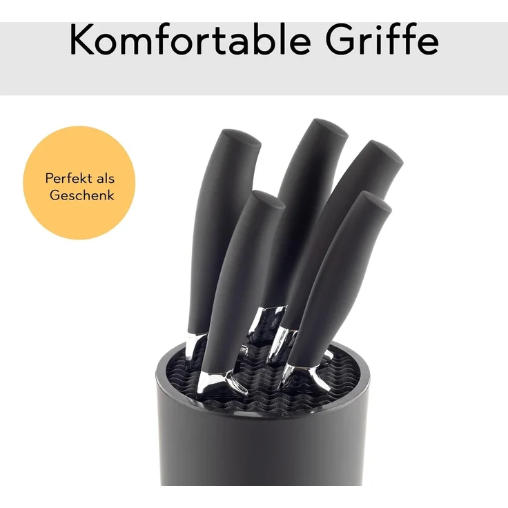 Hanseküche Messerblock Universalmesserblock Rund (6tlg), mit Borsteneinsatz und Edelstahlring - aus recyceltem Plastik – Bild 3
