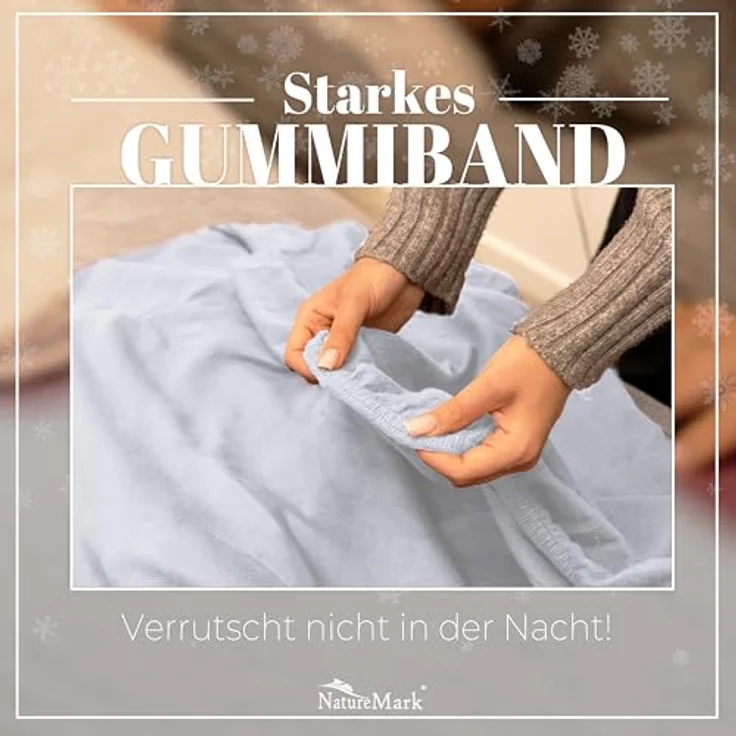 NatureMark Spannbettlaken Winter Thermo Fleece Spannbetttuch, 80% Baumwolle und 20% Polyester, Gummizug: rundum, (1 Stück), 90x190 bis 100x200 cm - Weiß – Bild 6