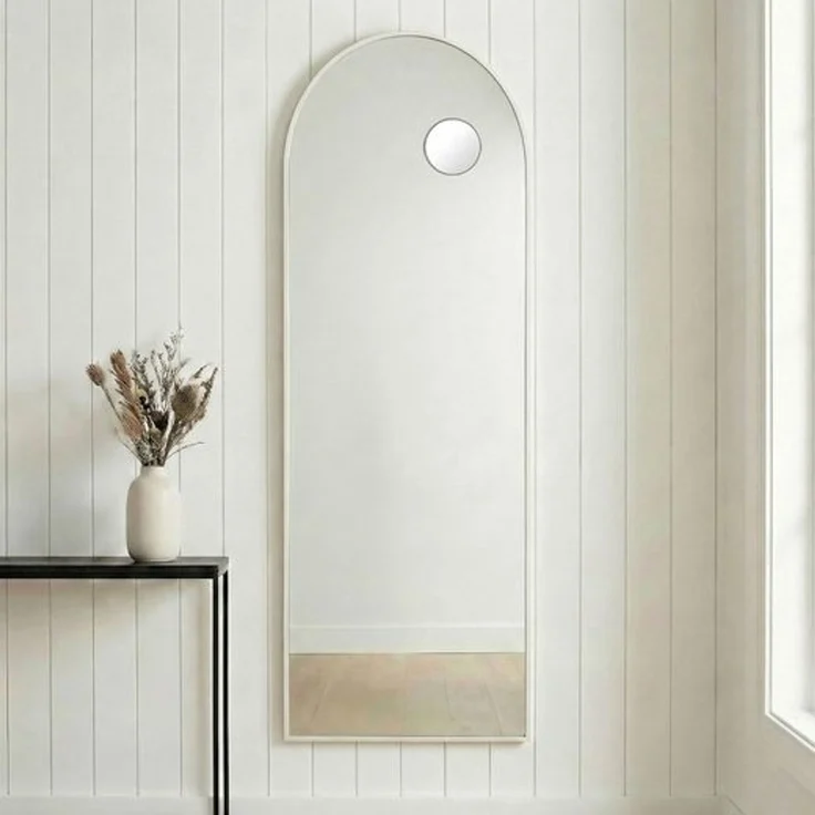 SONGMICS Ganzkörperspiegel mit Vergrößerungsspiegel, Sicherheitsglas, gewölbt, 160 x 50 cm, weiß – Bild 3