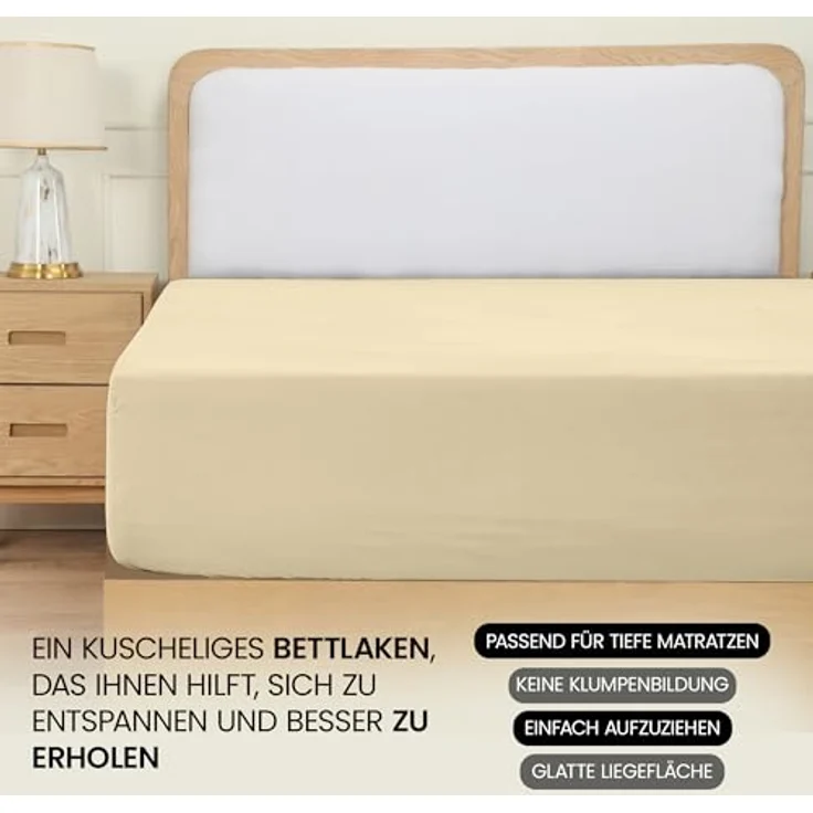 Utopia Bedding - Spannbettlaken 120x200 cm - Beige - Oeko-Tex Zertifiziertes Gebürstete Polyester-Mikrofaser Spannbetttuch - 35 cm Tiefe Tasche – Bild 7