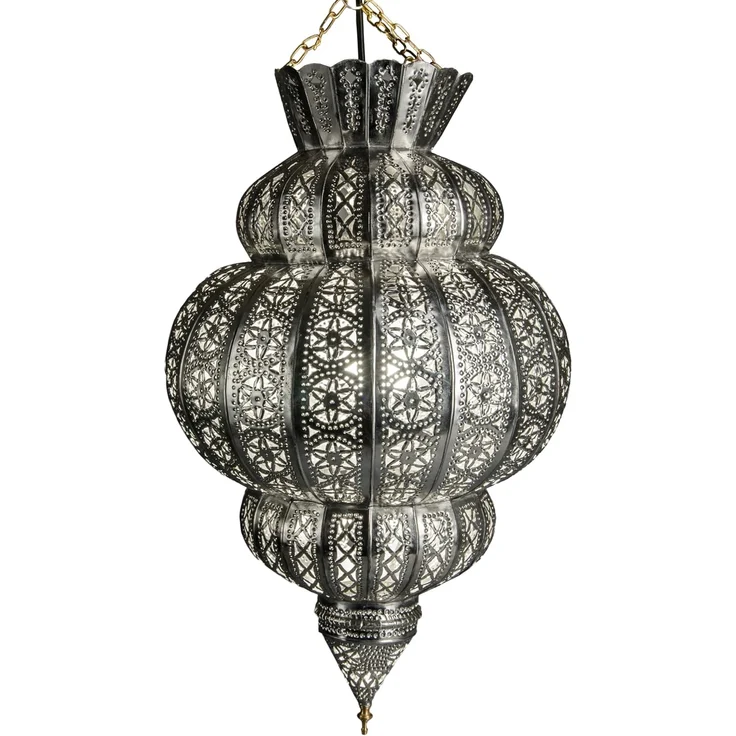 Marrakesch Orient & Mediterran Interior Pendelleuchte Orientalische Pendelleuchte Harem Silber 45cm, Lampe für Wohnzimmer, Handarbeit – Bild 8