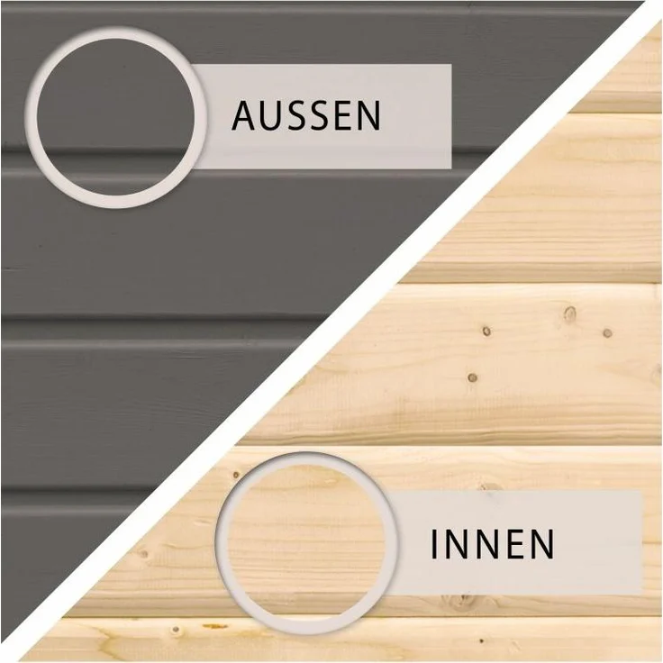 Karibu Stelzenhaus Fidel Set Aktion2 terragrau mit Rutsche und Holzrampe rot – Bild 19