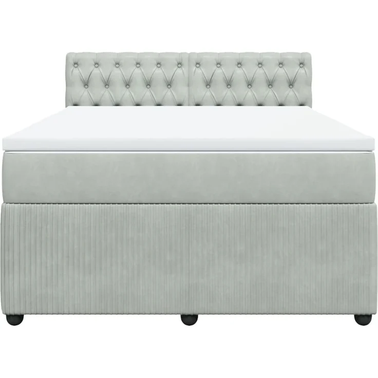 vidaXL Boxspringbett mit Matratze Hellgrau 160x200 cm Samt 3287788 – Bild 4