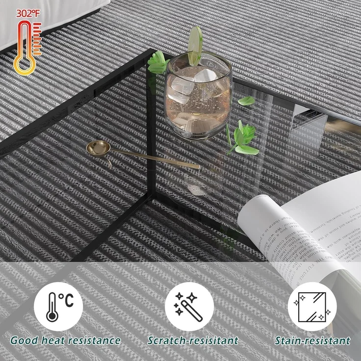 Runder Couchtisch Schwarz Glastisch Metallgestell 45x70 cm – Bild 5