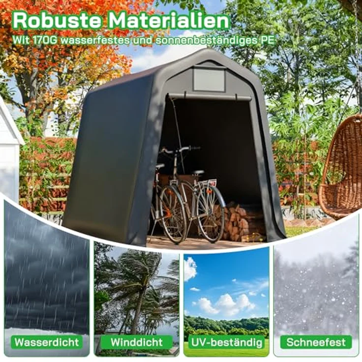 Ball & Cast Fahrradgarage, Motorrad Garage mit aus PE-Material mit Rollos – Bild 6