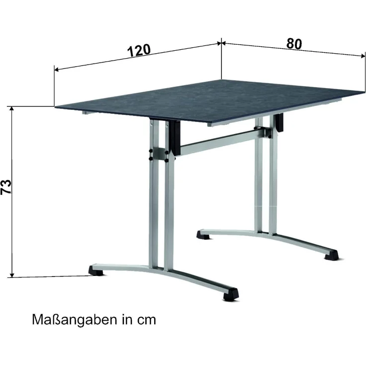 Sieger 5360-30 Boulevard-Klapptisch mit Polytec Tischplatte, Stahlrohr Schiefer / Anthrazit 80 x 117 x 120 cm – Bild 2
