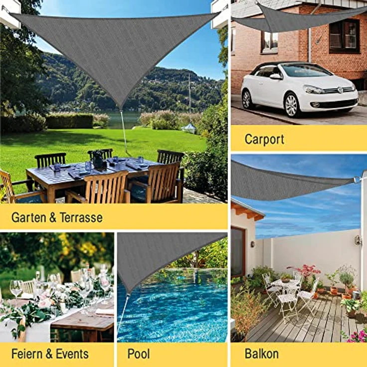 Sol Royal SolVision HS9 - Sonnensegel dreieckig 7 x 7 x 7 m HDPE Atmungsaktiv & UV Schutz Sonnenschutz für Terrasse, Balkon, Pool und Garten – Sonnensegel 700 x 700 x 700 cm Schattennetz Anthrazit – Bild 6