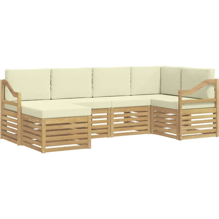 vidaXL Outdoor-Sofagarnitur 6 stk. 5-Sitzer Weiß und Creme Polyester 3392130 – Bild 2