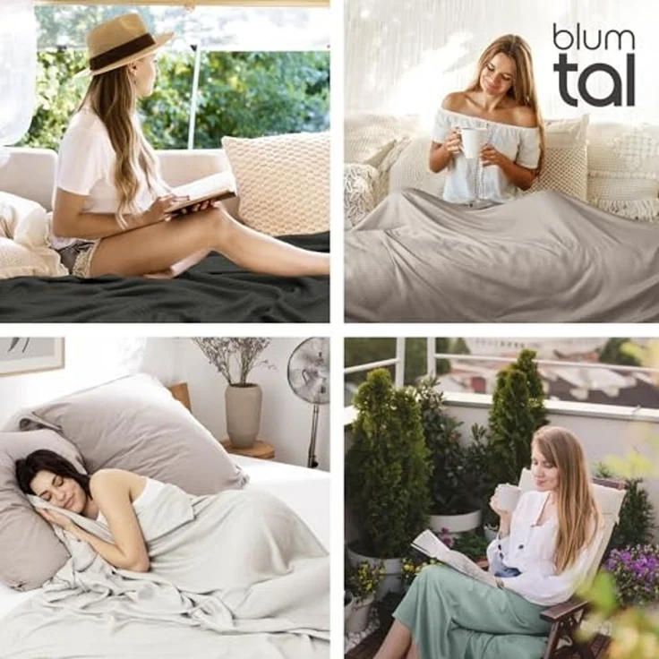 Blumtal Microfaserbettdecke Kühldecke Sommerdecke Bambus, selbstkühlende Decke, OEKO-TEX zertifizierte kühlende Decke für Sofa, Sommer & Reisen – Bild 5