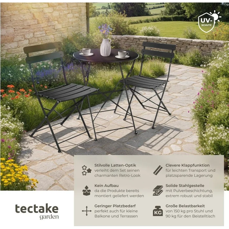 tectake Essgruppe Bistrotisch Set, (Set, 3-tlg), für 2 Personen – Bild 2