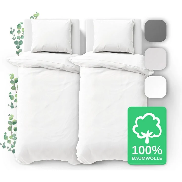 Jacobson Bettwäsche Set - 100% Baumwolle, Perkal, 4 teilig, Erhältlich in den Größen 135x200, 155x220, 200x200, 200x220, 240x220 – Bild 2