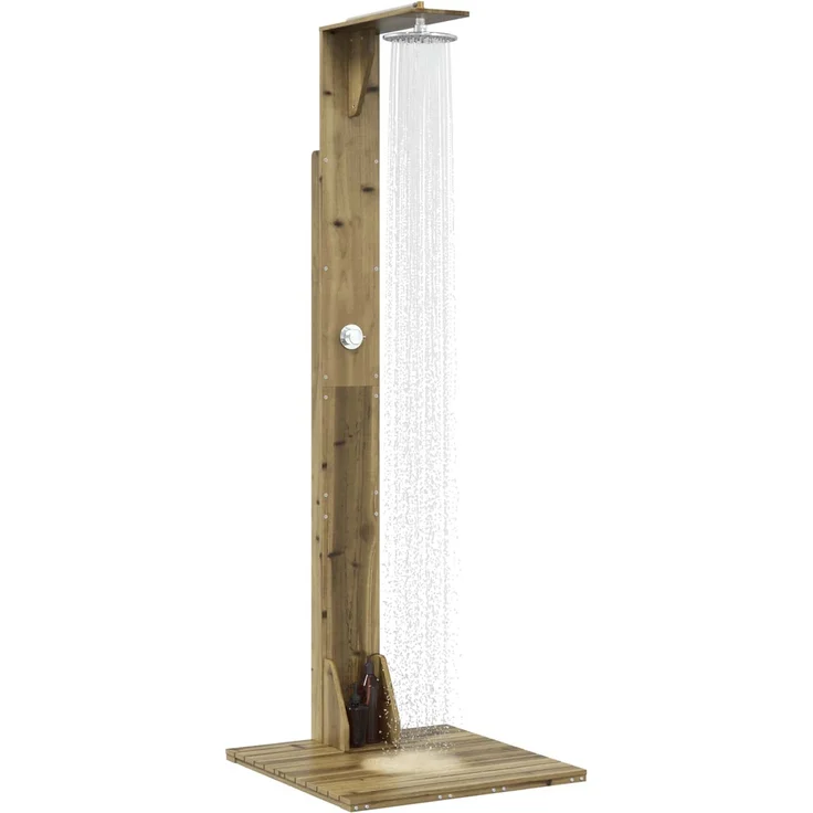 vidaXL Gartendusche 214,5 cm Imprägniertes Kiefernholz und Edelstahl 886347 – Bild 3