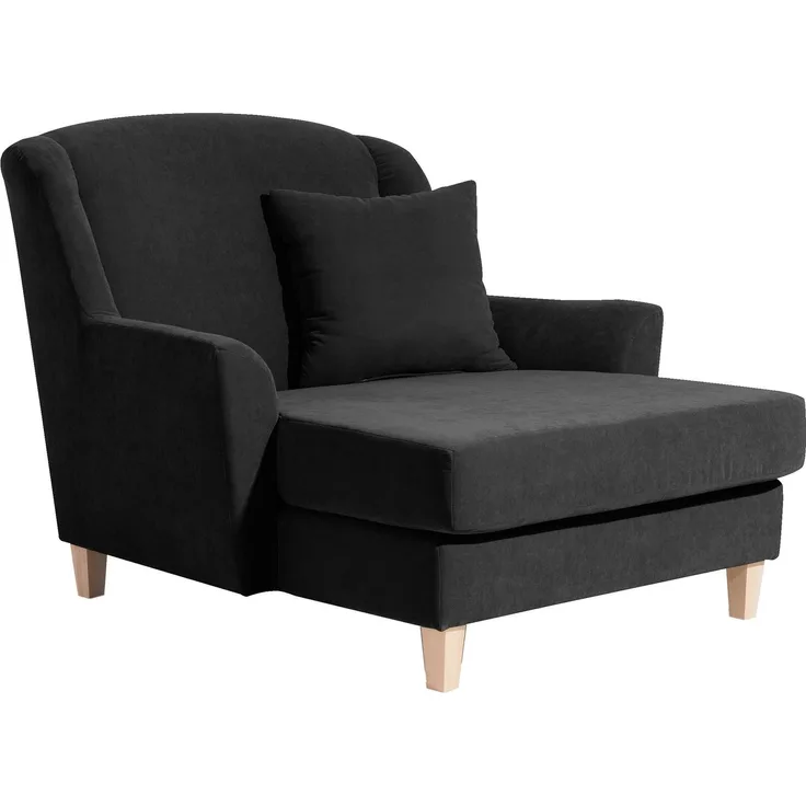 XXL Sessel Karil Bezug Veloursstoff Buche natur / schwarz 21890