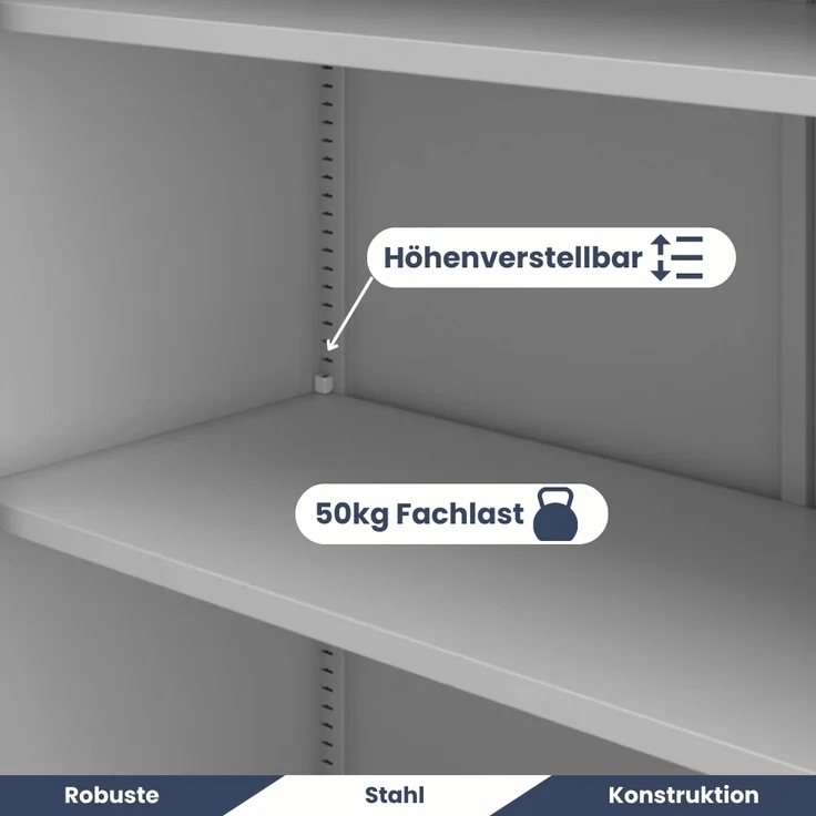 Aktenschrank abschließbar ROLF - Schiebetüren, 5 Ebenen | Büroschrank aus Stahl Metallschrank Werkstatt Mehrzweckschrank Werkzeugschrank, 185x90x40cm Grau – Bild 4