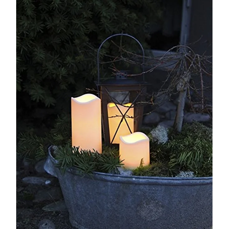 LED Stumpenkerze -Paul', Batterie und Timer, weiß, outdoor, H 7,5cm – Bild 5