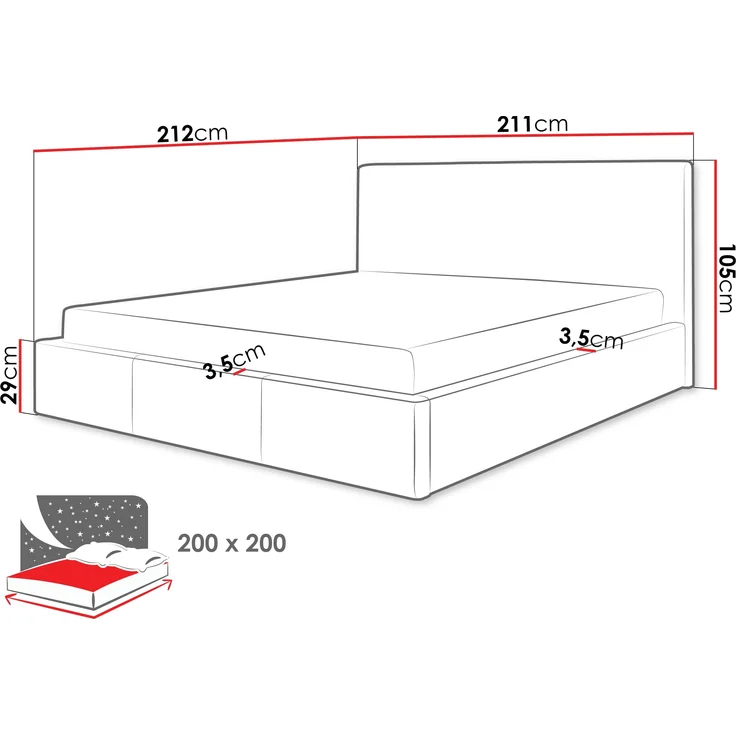 Polsterbett Komasan mit Lattenrost aus Holz, Farbe: Bergamo 97 – Bild 5