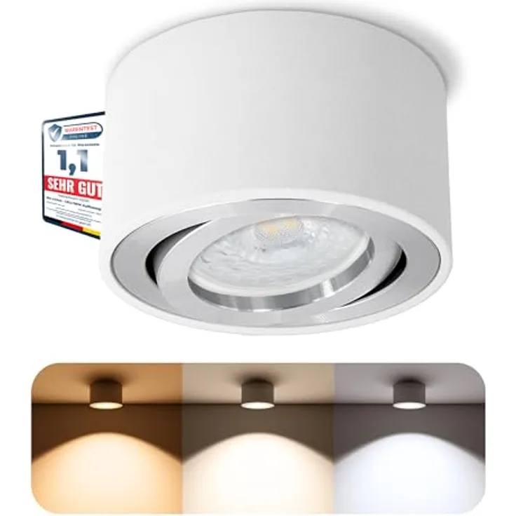 SSC-LUXon CELI-1W, dimmbarer LED Aufbauspot mit einstellbarer Lichtfarbe 3CCT, rund, weiß, schwenkbar, 230V, 6 Watt