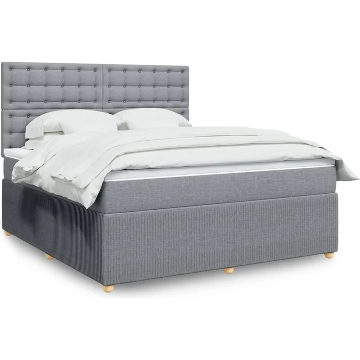 vidaXL Boxspringbett mit Matratze Hellgrau 180x200 cm Stoff 3294449 – Bild 1