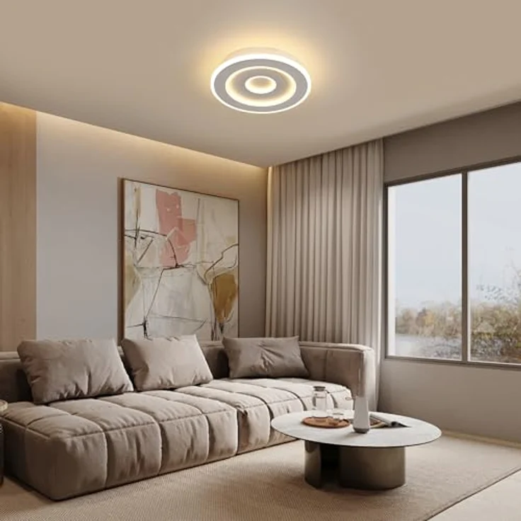 Goeco Deckenlampe LED Weiß, 28W Deckenleuchte Modern Rund, 3000K Warmweiß, Deckenlampe Aluminium für Flur, Balkon, Küche, Treppenhaus, Schlafzimmer – Bild 7