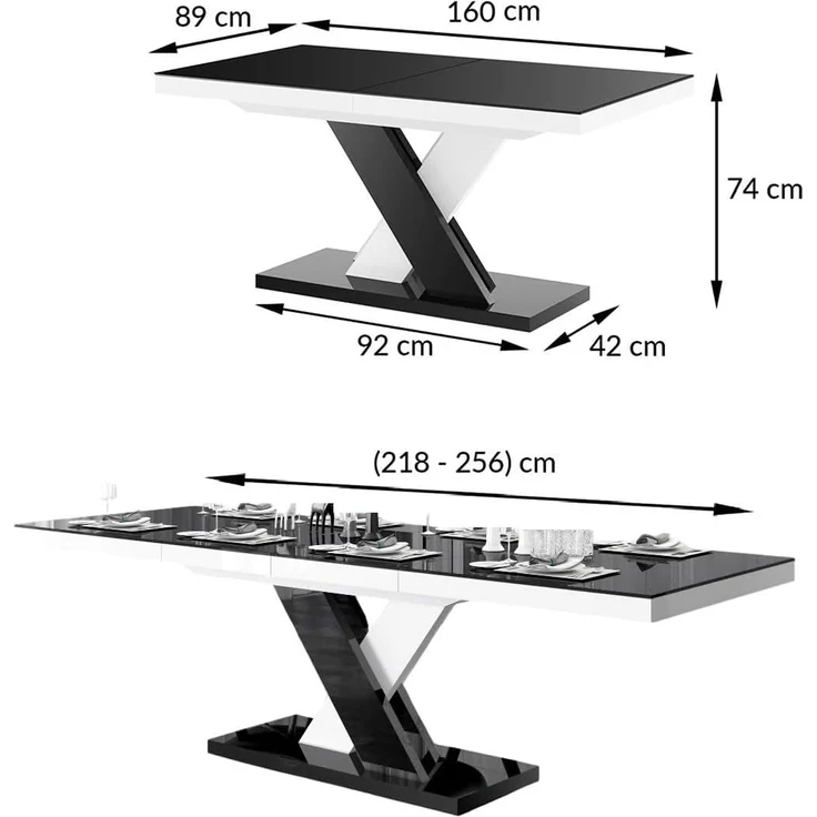 designimpex Esstisch Design Tisch HEN-111 Weiß Hochglanz ausziehbar 160 bis 256 cm – Bild 8