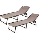 SVITA 2er Set Gartenliege, klappbar und verstellbar, atmungsaktives Kunststoffgewebe, Beige