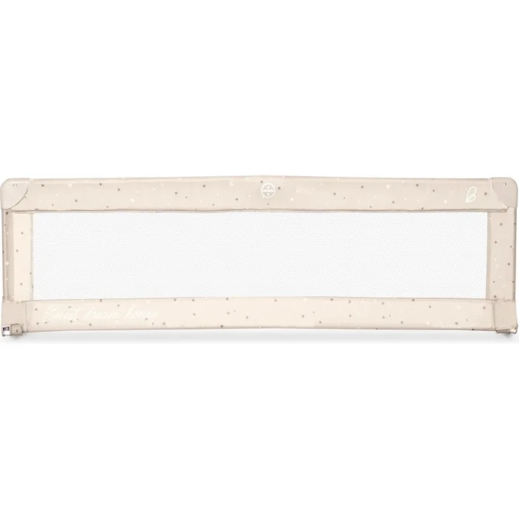 Asalvo Bettgitter, 150 cm, Fallschutz, für Kinder, klappbar, Tragetasche, extra hohes Design, faltbar und tragbar, sichere Befestigung, Sterne beige