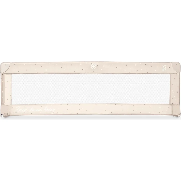 Asalvo Bettgitter, 150 cm, Fallschutz, für Kinder, klappbar, Tragetasche, extra hohes Design, faltbar und tragbar, sichere Befestigung, Sterne beige – Bild 1