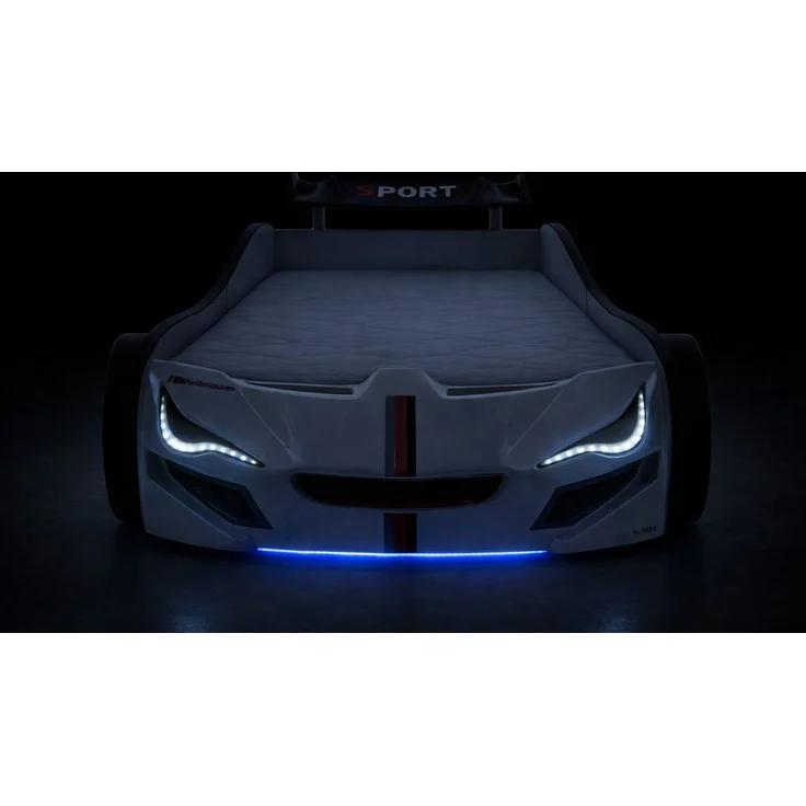 Aileenstore Autobett TURBO GTE (inkl. Zubehör), Kinderbett 90x200, Lattenrost,LED,Unterbodenlicht,Sound,Fernbedienung – Bild 2