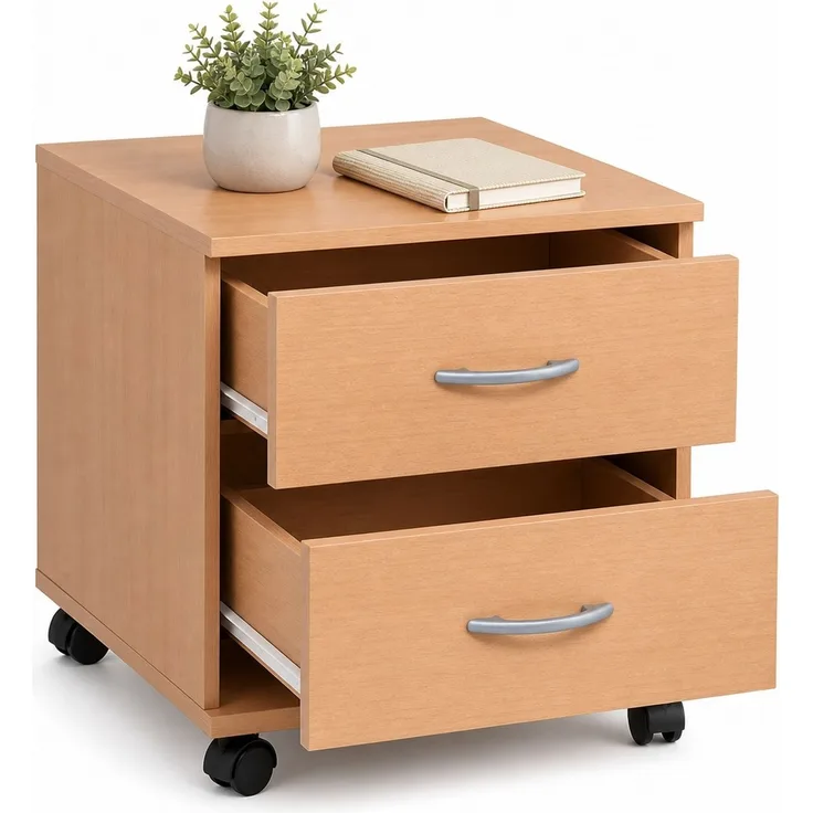 Rollcontainer 2 Schubkästen Buche dekor Nachtschrank #2174