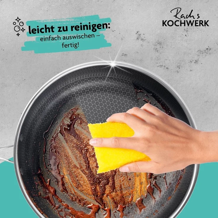 Rachs KOCHWERK Bratpfanne Edelstahl-Pfanne 24cm mit Wabenstruktur, Antihaft-Effekt Induktionsherd Keramik Gas Elektro Infrarot hoher Rand – Bild 5