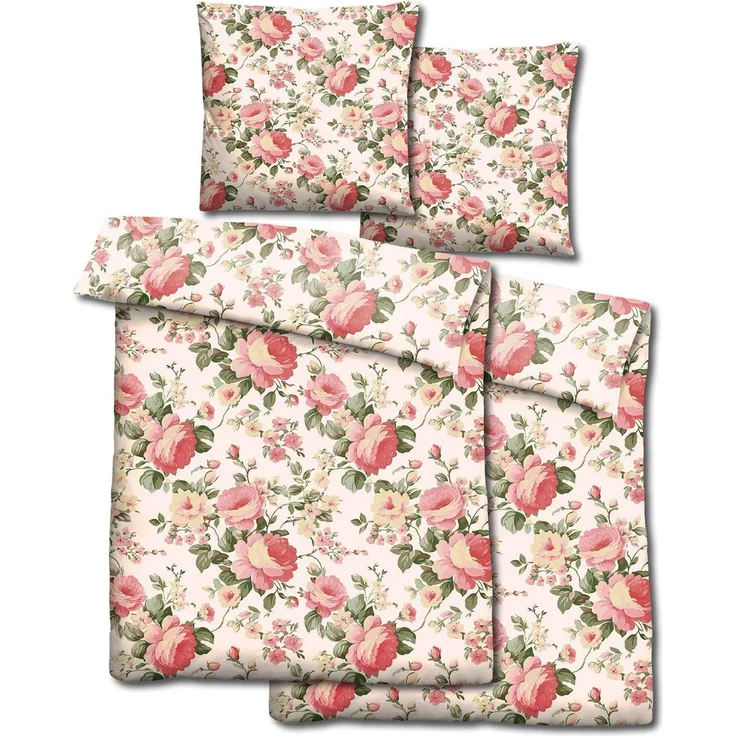 Doppelpack CloudComfort Basic Mikrofaser Bettwäsche Camelie 135x200 + 80x80 cm