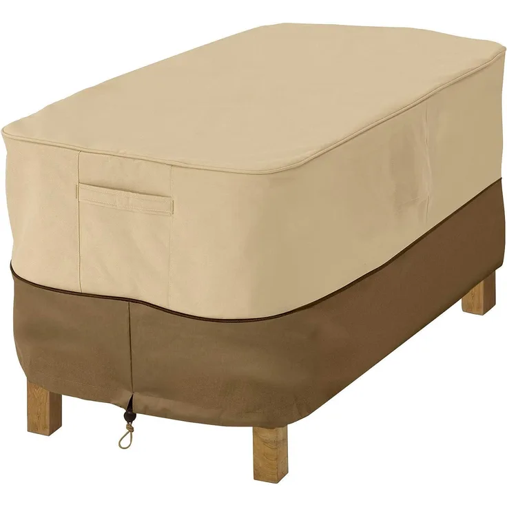 Classic Accessories Veranda Haltbare Möbelabdeckung für rechteckige Gartenottomane-Sitzhocker
