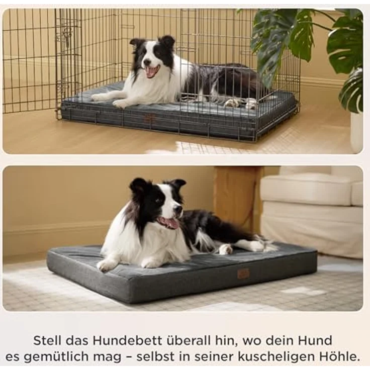 BEDSURE orthopädisches Hundekissen große Hunde - 89 x 56 x 8 cm waschbares Hundebett mit 2 in 1 Memoryschaum, kuscheliges Hundematte Hundematratze in größe, dunkelgrau – Bild 6