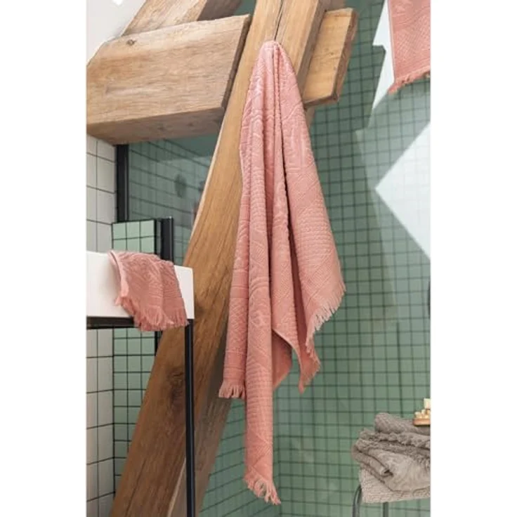 Vivaraise Duschtuch Zoé, Dunkelbraun, 100% Baumwolle, 70x140 cm, weiches und strapazierfähiges Badetuch mit Fransenverarbeitung – Bild 3